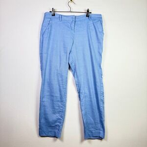 EXPRESS Light Blue Columnist Ankle Mid Rise Stretch Linen Blend Pants 8P